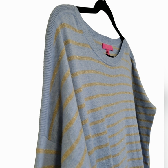 COPY - Lilly Pulitzer Cobo Cool Max knit Sweater Light Blue Gold Stripe size S - Picture 5 of 12